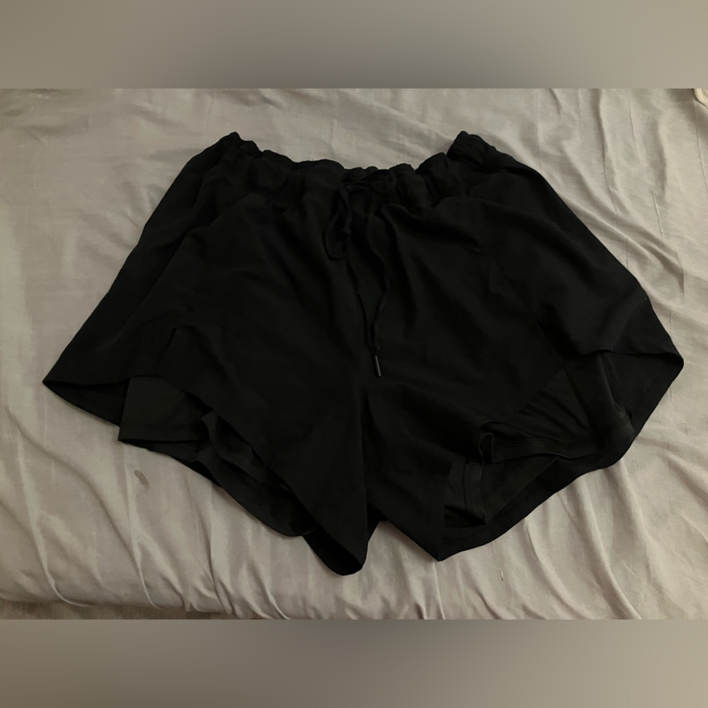 Black shorts mostly for active things.